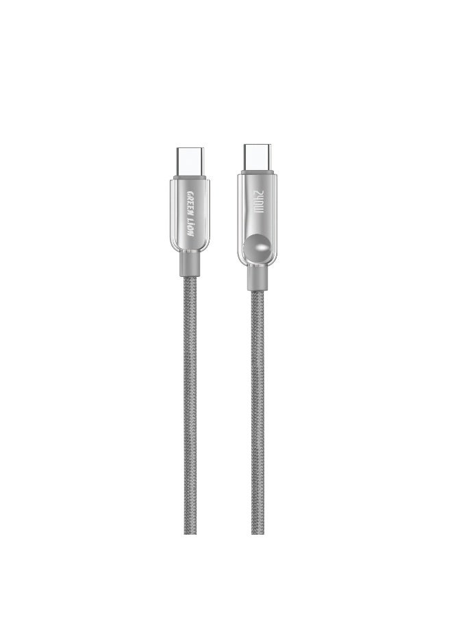 GREEN LION USB-C to USB-C 1m Braided Cable with PD 240W Ultra-Fast Charging & Laptop Compatible / 480Mbps Transfer Speed / Safe & Secure / Charge & Sync - Grey - Image 1