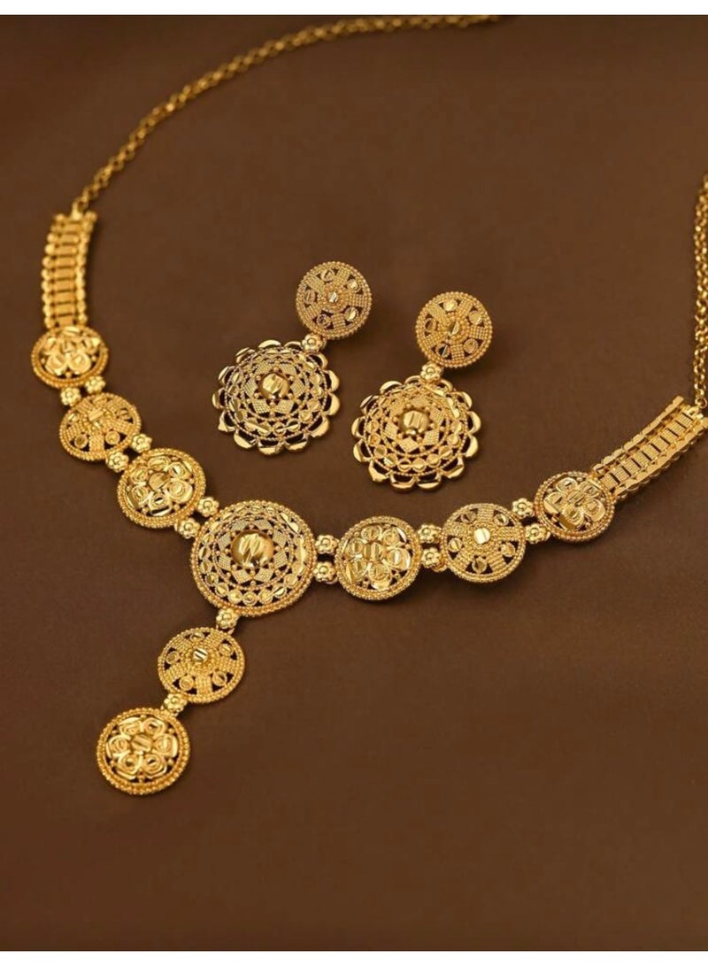 GOLDMAX 18k Gold Plated Necklace & Earrings Jewelry Set For Women - Image 2