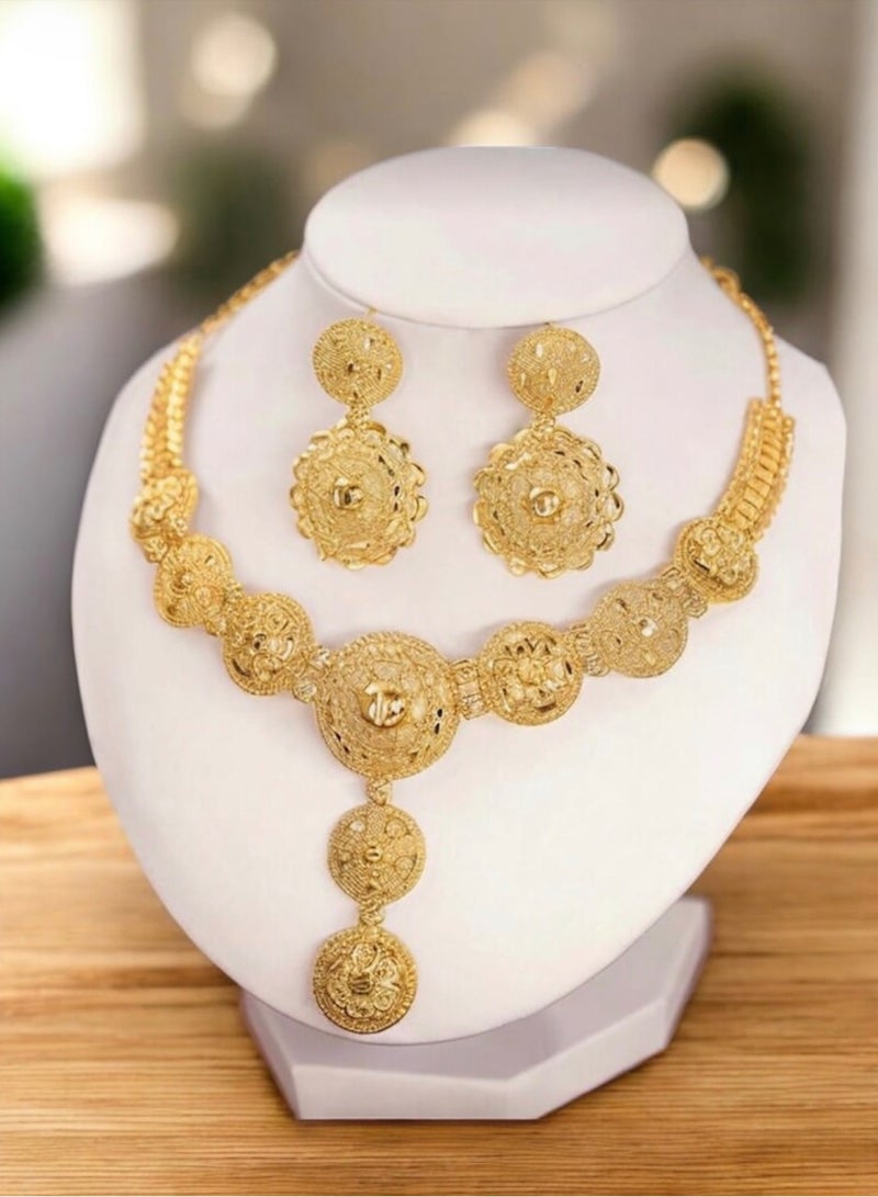 GOLDMAX 18k Gold Plated Necklace & Earrings Jewelry Set For Women - Image 1