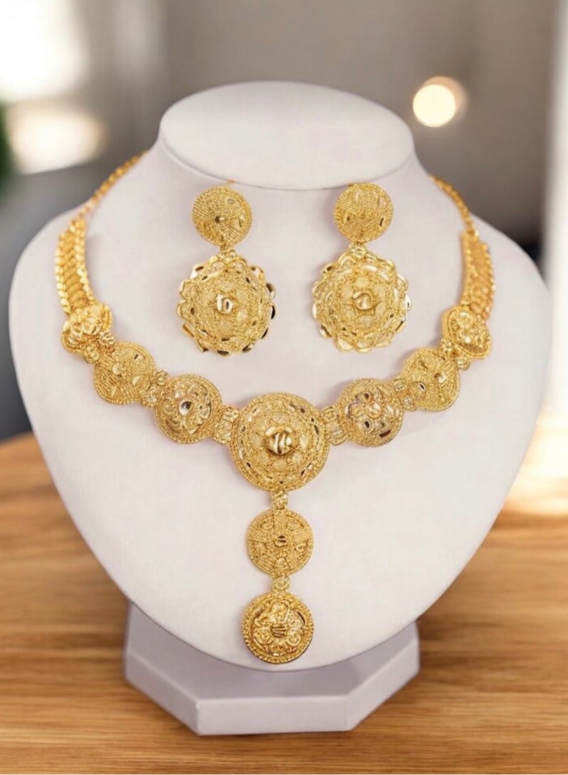 GOLDMAX 18k Gold Plated Necklace & Earrings Jewelry Set For Women - Image 3