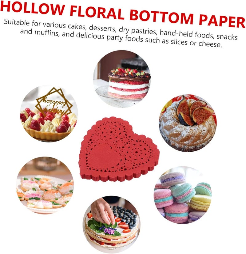 Simple multifunctional build 100pcs Valentine's Day Heart Shaped Cake Oil Blotting Paper Pads Hollow for and Desserts for Weddings and Celebrations Carefully selected material - Image 2
