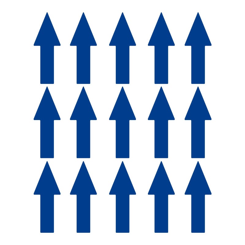 LiteMark LiteMark Arrow Stickers Durable Gloss Blue Decal  Ideal for Floors Signs Walls Smooth Surfaces in Office School Warehouse Industrial Setting Pack of 15 Arrows 