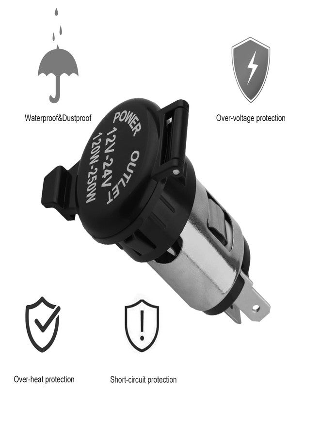 ZHSMS Cigarette Lighter Socket, Universal 12V/24V 120W Car Cigarette Lighter Replacement Splitter Power Adapter Waterproof Plug Outlet Socket Parts for Automotive Car Boat Tractor Motorcycle(2 Pack) - Image 5