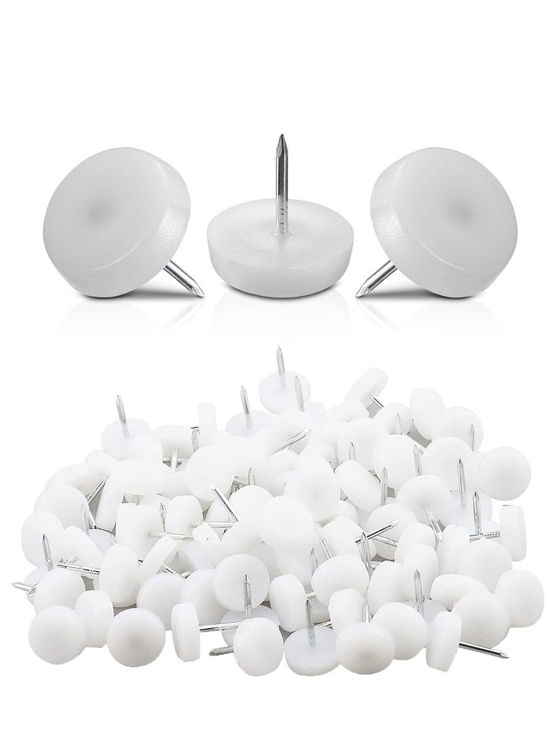 300 Pcs 18mm Furniture Sliders - Durable Nylon Floor Protectors for Chairs, Sofas & Tables - Ideal for Hardwood Floors, White - Image 1