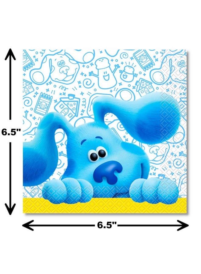 لوبين فاليو باكس Blues Clues لوحات عيد ميلاد سعيد ومناديل لوازم الحفلات 9 أطباق حفلات عيد ميلاد سعيد للغداء تقدم 16 طبقًا ورقيًا لعيد الميلاد ومجموعة مناديل بالإضافة إلى 24 شموع عيد ميلاد - Image 4