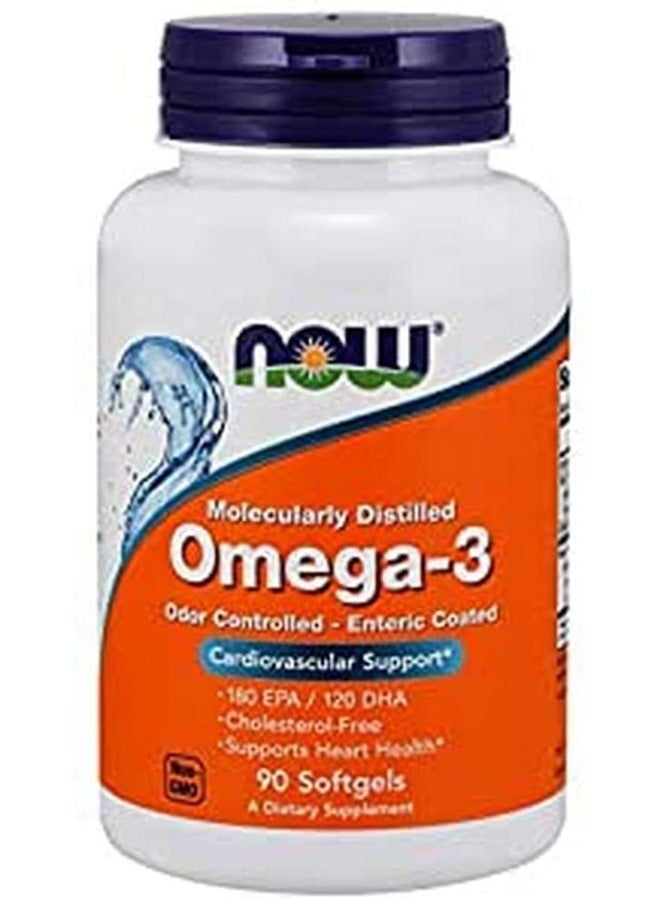 now NOW Foods Omega-3 1000 mg Enteric Coated/Deodorized 90's Softgels  - Image 1