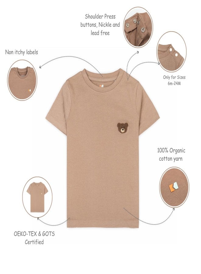 Kolorkode Tshirt for Boys & Girls Regular Fit Half Sleeve Round Neck Organic Cotton Unisex T-Shirt for Kids T-Shirt Pack of 2 Beige/Brown - Image 5