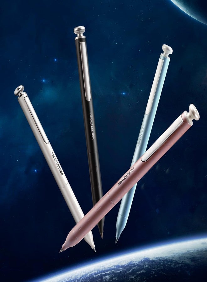 WRITECH Gel Pens Fine Point: Premium Metal Barrel Retractable 0.7mm Black Ink Pen 2ct with 2 Refills No Smear & Bleed Quick Dry Smooth Writing Silent Click Luxury Up-Gel - Image 2