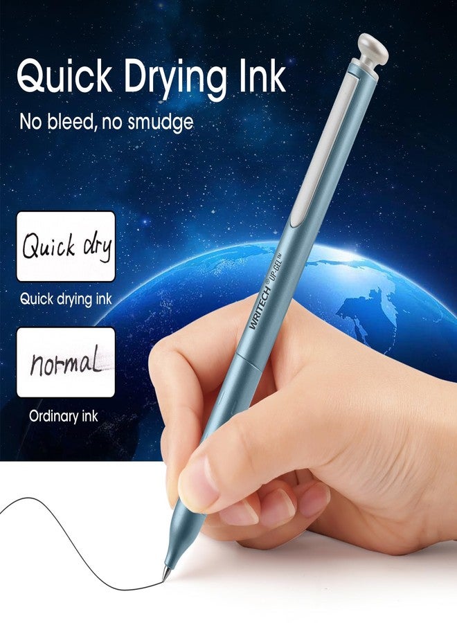 WRITECH Gel Pens Fine Point: Premium Metal Barrel Retractable 0.7mm Black Ink Pen 2ct with 2 Refills No Smear & Bleed Quick Dry Smooth Writing Silent Click Luxury Up-Gel - Image 4
