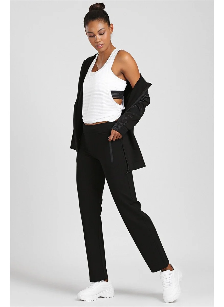 Tommy Life Classic Pocket Zipper Black Women's Tracksuit Bottoms