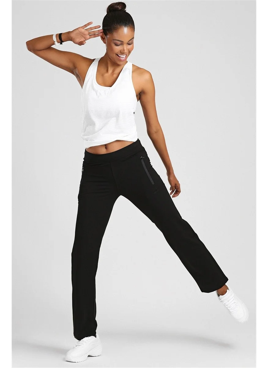Tommy Life Classic Pocket Zipper Black Women's Tracksuit Bottoms