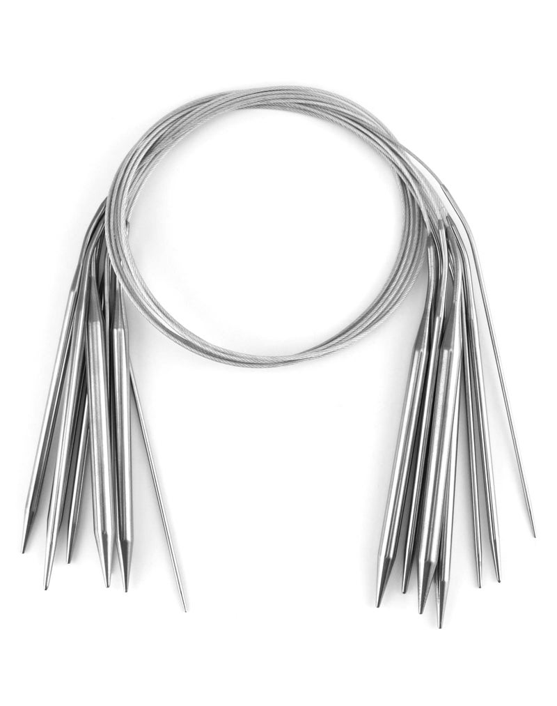 QWORK 8 Piece Circular Knitting Needles Stainless Steel 80 cm Long Yarn Needles for Knitting Projects 2 mm 3 mm 4 mm 45 mm 5 mm 6 mm 7 mm 8 mm
