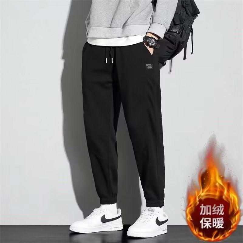 Casual Sweatpants Men'S Loose Ankle-Tied Autumn Men'S Fleece-Lined Knitted Cotton Sports Pants Boys - Image 3