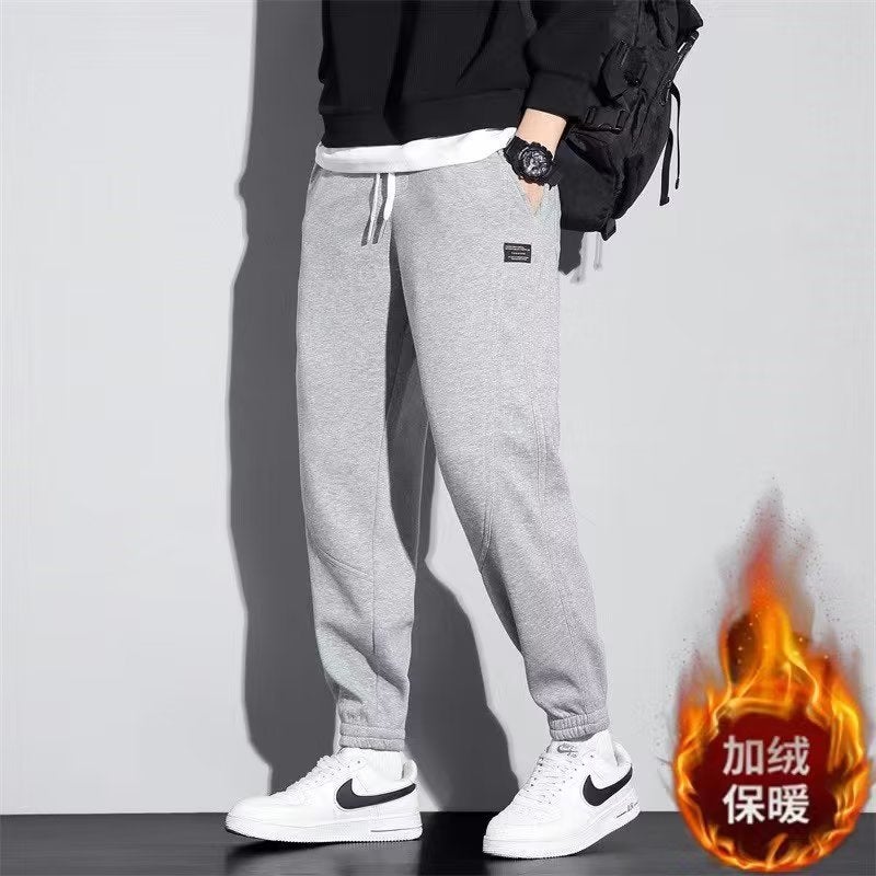 Casual Sweatpants Men'S Loose Ankle-Tied Autumn Men'S Fleece-Lined Knitted Cotton Sports Pants Boys - Image 4