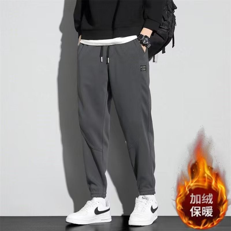 Casual Sweatpants Men'S Loose Ankle-Tied Autumn Men'S Fleece-Lined Knitted Cotton Sports Pants Boys - Image 5