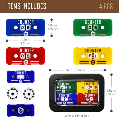 FIGURESLAB 4Pcs MTG Life Counter with Metal Box Health Tracker Life Counter for MTG Magic Card Games Accessories Tabletop RPG DD CCG TCG Board Games - Image 5
