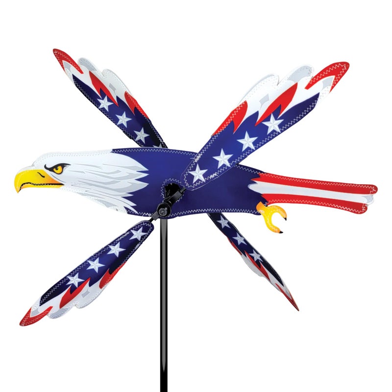 Premier Kites Whirligig Spinner Patriotic Eagle 18  Bold AmericanThemed Design WeatherResistant Outdoor Decor Durable  Lightweight for Patios Yards and Gardens  EyeCatching Wind Spinner 