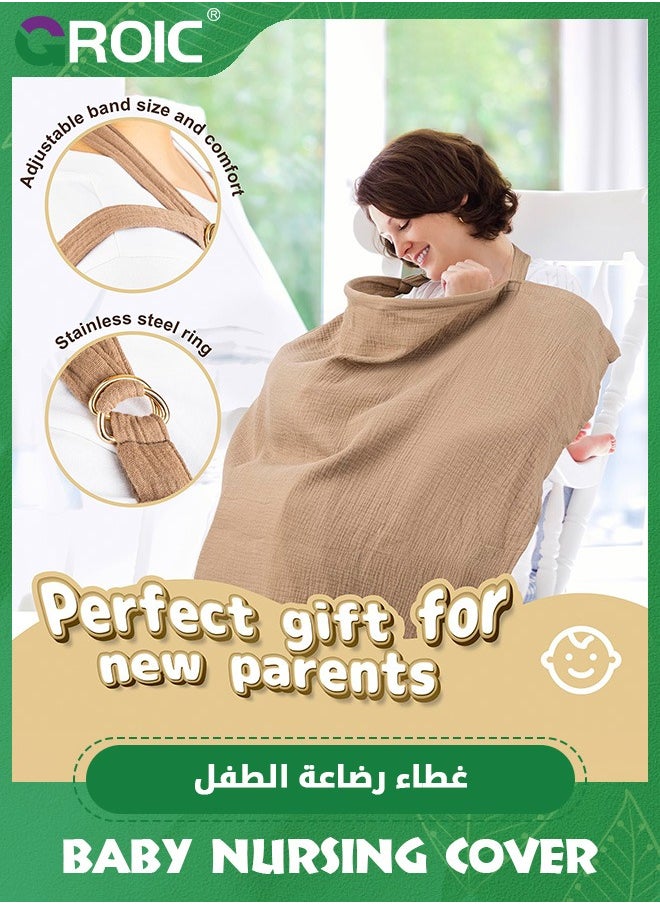 GROIC Nursing Cover for Baby Breastfeeding, Breathable Breast Feeding Cover with Rigid Hoop for Hands-Free View,Multi-use Adjustable Privacy Nursing Apron Cover for Mom,Shopping Cart Cover, Stroller Cover  - Image 2