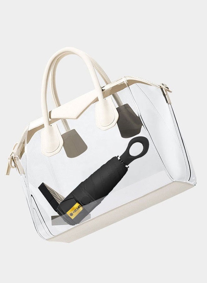 Hanayo مظلة ميني لحماية من الأشعة فوق البنفسجية مظلة خفيفة الوزن محمولة مضادة للمطر للنساء والأطفال لأيام ممطرة ومشمسة بحجم السفر (أسود) - Image 2