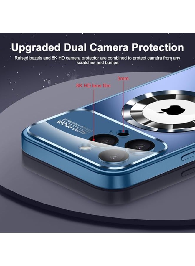 Magnetic case for iPhone 15 Pro Max, camera lens protector with full window cover, visual identity, scratch-resistant scrub, waterproof sweat-resistant slim - Blue  - Image 4