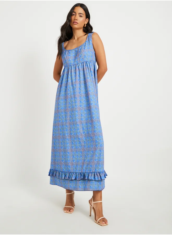 ستايلي Printed Sleeveless Square Neck Maxi Dress