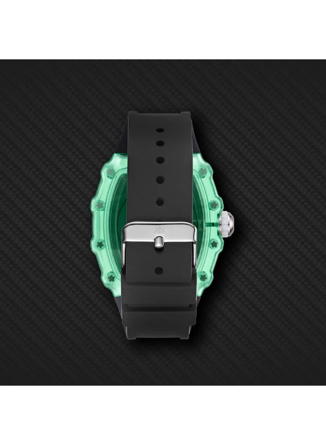 كينيث سكوت Men's Analog Display Watch With Black Silicone Strap - K25009-ZSBB