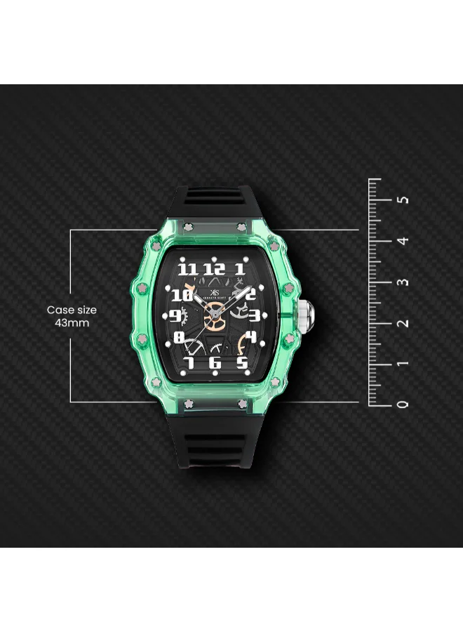 كينيث سكوت Men's Analog Display Watch With Black Silicone Strap - K25009-ZSBB