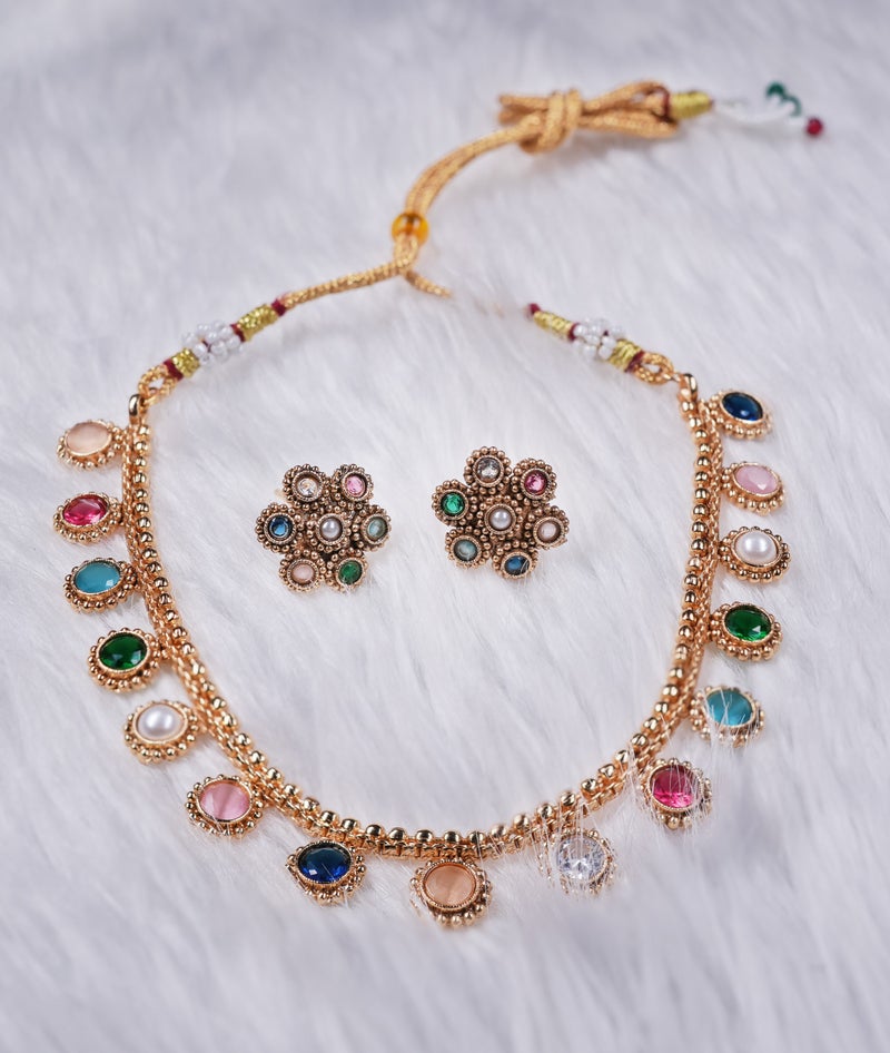 Moonlit Style Studio Traditional Floral Gold-Tone Necklace Set - Image 2