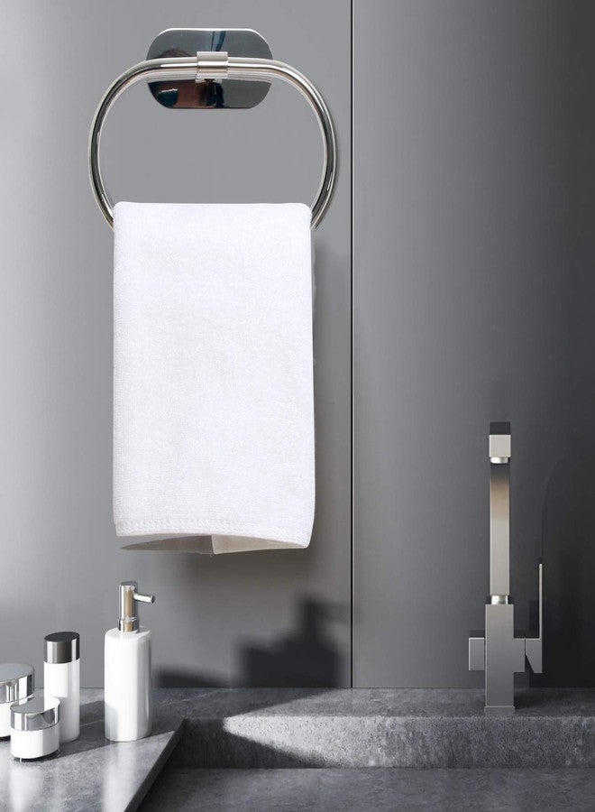 HouseAid Self Adhesive Towel Ring for Bathroom, Stainless Steel Adhesive Hand Towel Holder, No Drilling Modern Hand Towel Hanger, Polished Chrome - Image 2