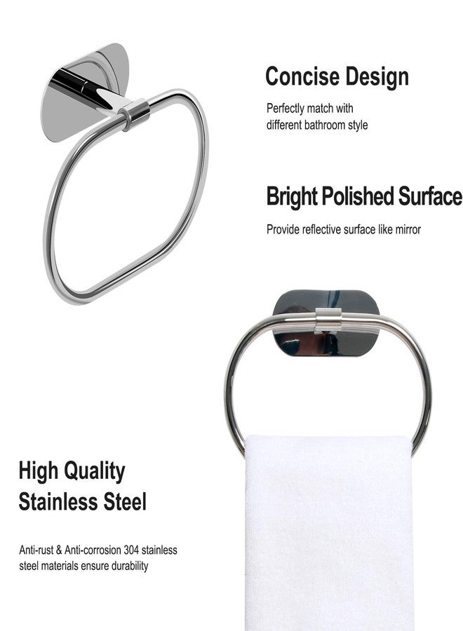 HouseAid Self Adhesive Towel Ring for Bathroom, Stainless Steel Adhesive Hand Towel Holder, No Drilling Modern Hand Towel Hanger, Polished Chrome - Image 4