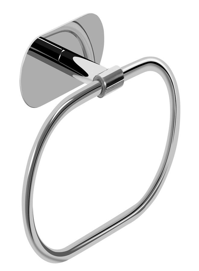 HouseAid Self Adhesive Towel Ring for Bathroom, Stainless Steel Adhesive Hand Towel Holder, No Drilling Modern Hand Towel Hanger, Polished Chrome - Image 1