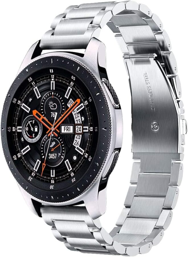 V-MORO Metal Strap Compatible with Galaxy Watch 46mm Bands/Gear S3 Frontier Band 22mm Solid Stainless Steel allochroic Bracelet Replacement for Samsung Galaxy Watch 46mm R800/Gear S3 Smartwatch