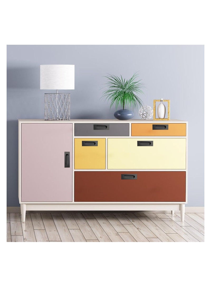 Recessed Finger Flush Pulls, 4.75 Black Stainless Steel Knob Handles with Screws, Invisible Handle for Kitchen Cupboard Wardrobe Dresser Barn Door Closet, 2 Pack - Image 4