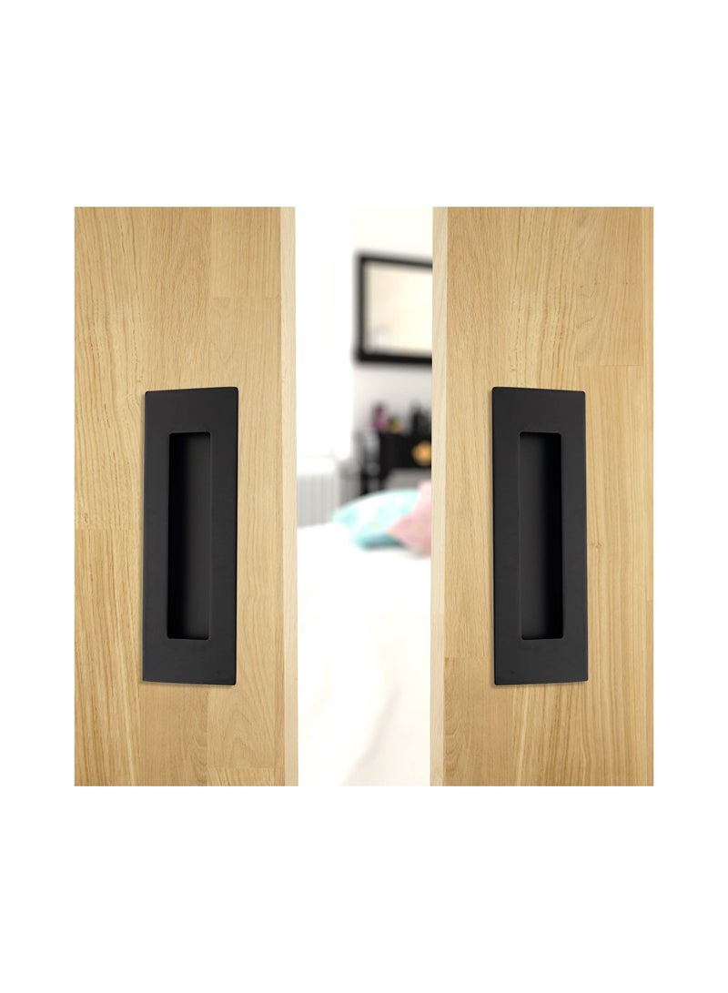 Recessed Finger Flush Pulls, 4.75 Black Stainless Steel Knob Handles with Screws, Invisible Handle for Kitchen Cupboard Wardrobe Dresser Barn Door Closet, 2 Pack - Image 2