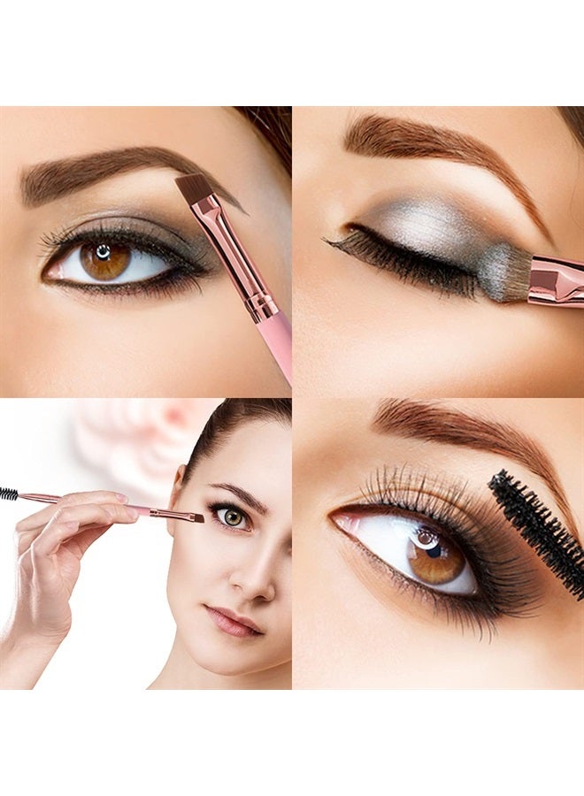 DELAYNOMORE77 Duo Eyebrow Brush, Spoolie Brush and Angled Brow Brush Eyelash Brush for Eye Makeup. (5pcs, Pink) - Image 2