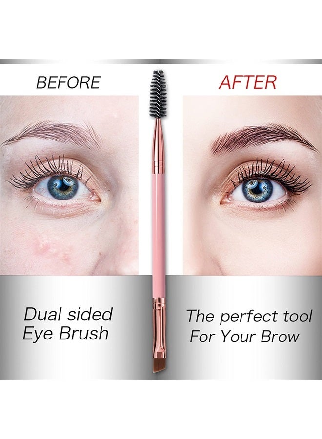 DELAYNOMORE77 Duo Eyebrow Brush, Spoolie Brush and Angled Brow Brush Eyelash Brush for Eye Makeup. (5pcs, Pink) - Image 1