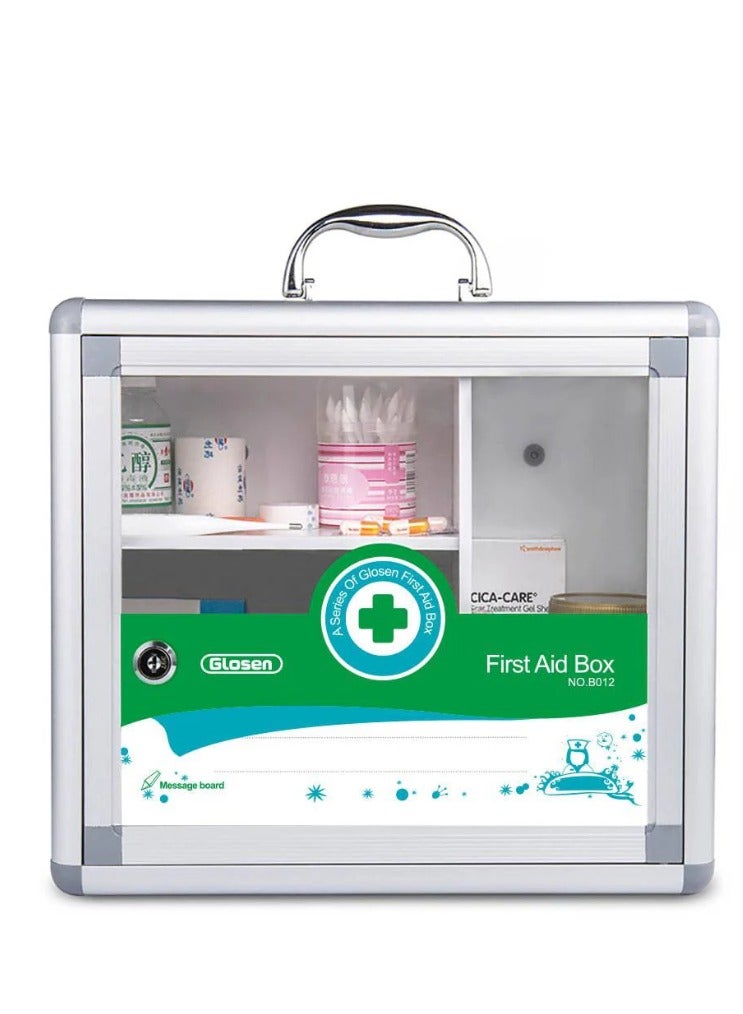 GLOSEN First Aid Box / Cabinet for Medicine storage with Handle, Aluminum 350X140x300  ALUMINIUM - Image 1
