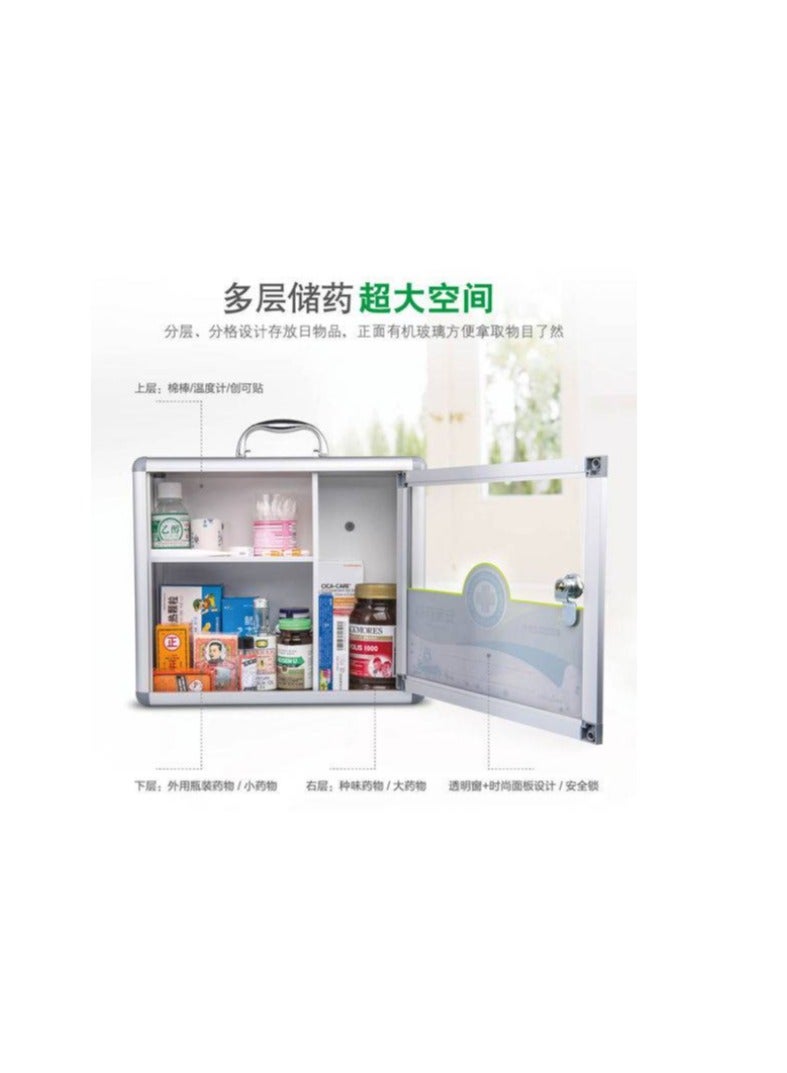GLOSEN First Aid Box / Cabinet for Medicine storage with Handle, Aluminum 350X140x300  ALUMINIUM - Image 3