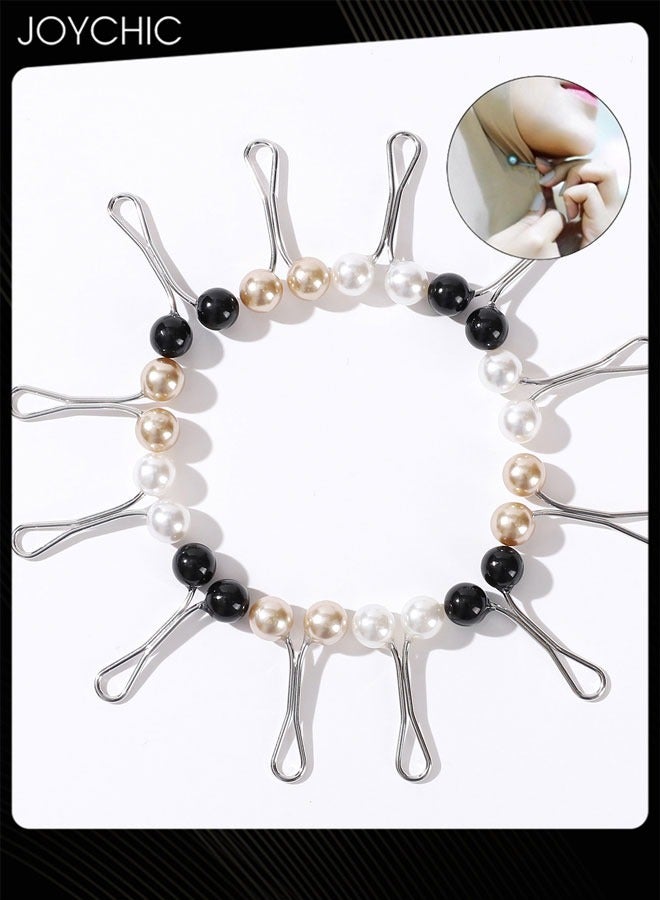 Joychic 12 Piece Women's U-shaped Needle Pearl Clip Scarf Headscarf Buckle Hijab Pins  - Image 1