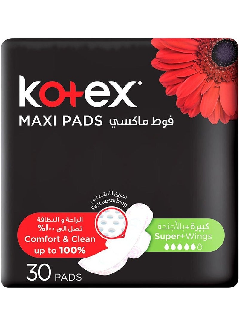 Kotex ماكسي سوبر وينغز، 30'S أسود