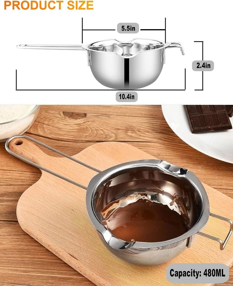 SONGZIMING Stainless Steel Double Boiler Pot for Melting Chocolate, Candy and Candle Making (18/8 Steel, 2 Cup Capacity, 480ML) - Image 2