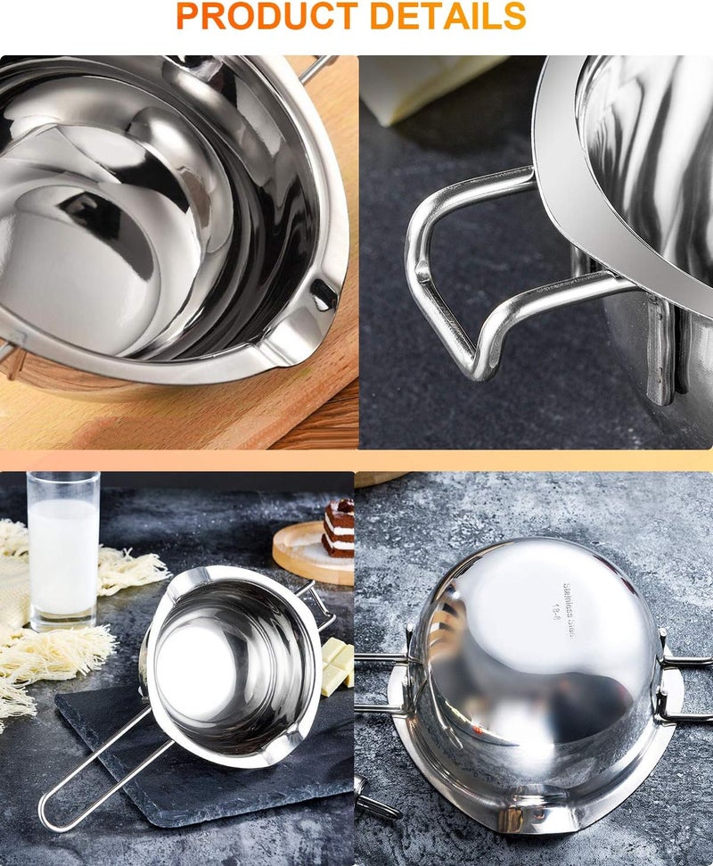 SONGZIMING Stainless Steel Double Boiler Pot for Melting Chocolate, Candy and Candle Making (18/8 Steel, 2 Cup Capacity, 480ML) - Image 3