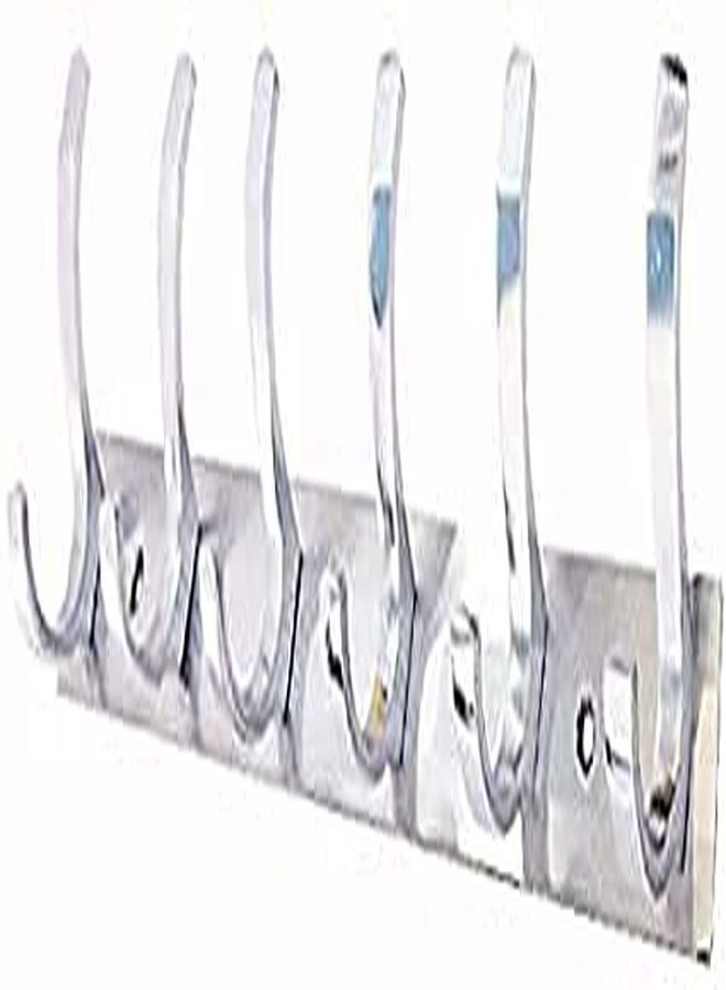 MAP Pack of 2 Stainless Steel Premium Fescue Dual Edge 6 Pin Cloth Hanger Bathroom Wall Door Hooks ,Silver - Image 2