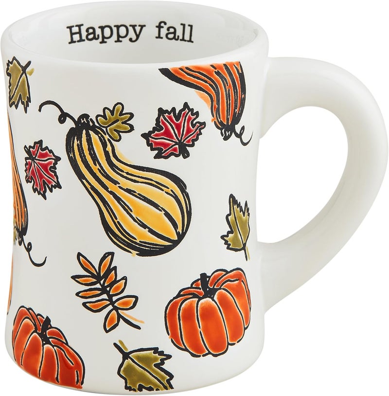 Mud Pie Thanksgiving Pattern Mug Happy 14 oz