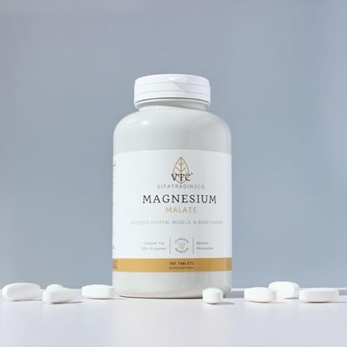 VTC VitaTradingCo. Magnesium Malate | 113mg Elemental Magnesium | Cofactor for 300+ Enzymes | Gentle & Highly Absorbable | Nervous System, Muscle, & Bone Support | 180 Tablets - Image 4