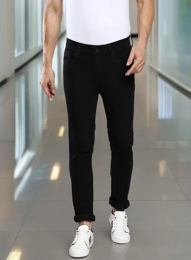 دينيس لينغو جينز رجالي أسود بقصة ضيقة وخصر متوسط