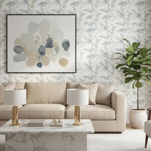 Hopepak Floral Peel and Stick Wallpaper Blue Watercolor Flower Wallpaper Self Adhesive Removable Contact Paper Vinyl Roll for Bedroom Living Room Accent Wall Furniture Decor 17" x 78.7" - Image 2
