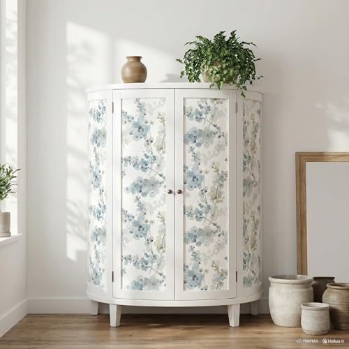 Hopepak Floral Peel and Stick Wallpaper Blue Watercolor Flower Wallpaper Self Adhesive Removable Contact Paper Vinyl Roll for Bedroom Living Room Accent Wall Furniture Decor 17" x 78.7" - Image 3