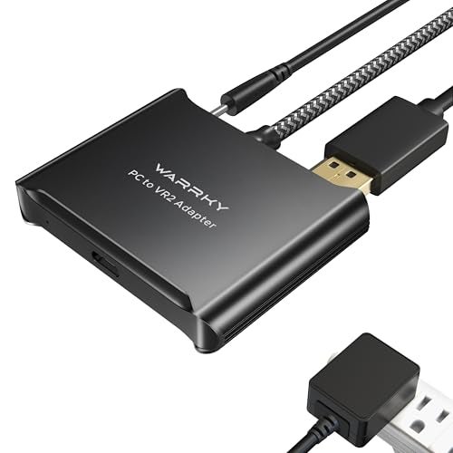 Warrky PSVR2 PC Adapter, PSVR2 Accessories [Aluminum Shell, Upgraded IC] Compatible with PSVR2, AR Glasses, Portable Monitor, DP 1.4 Cable 15W AC Power Supply Included - Black - Image 1
