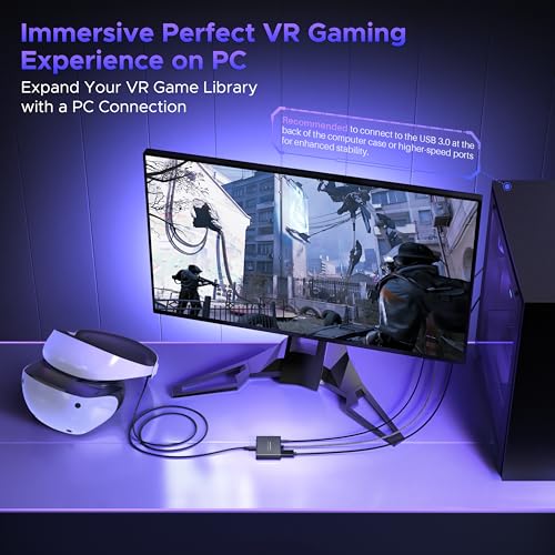 Warrky PSVR2 PC Adapter, PSVR2 Accessories [Aluminum Shell, Upgraded IC] Compatible with PSVR2, AR Glasses, Portable Monitor, DP 1.4 Cable 15W AC Power Supply Included - Black - Image 3